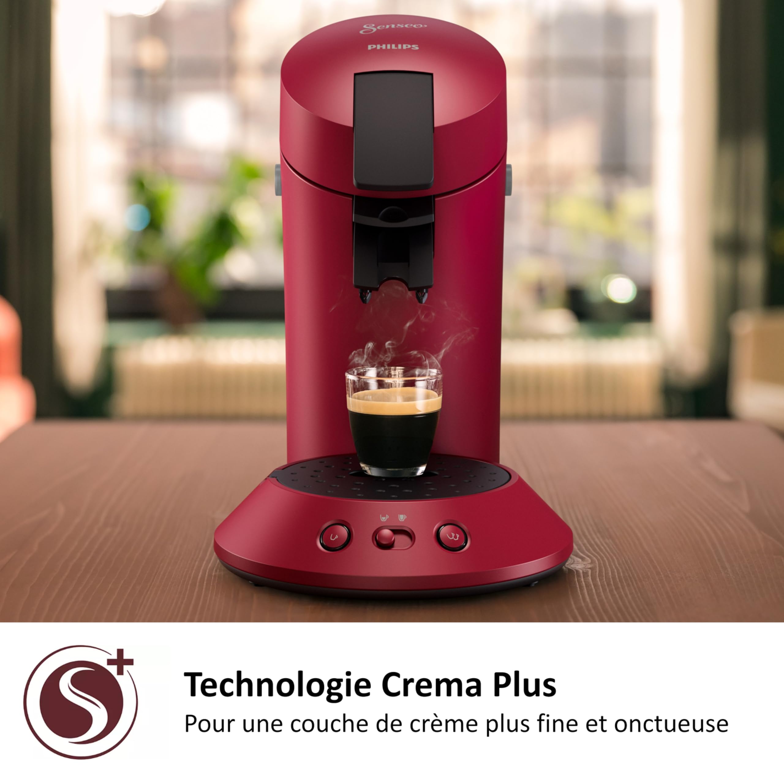 Senseo Original Plus CSA210/91 - Machine à Café à Dosettes 1-2 Tasses, Rouge