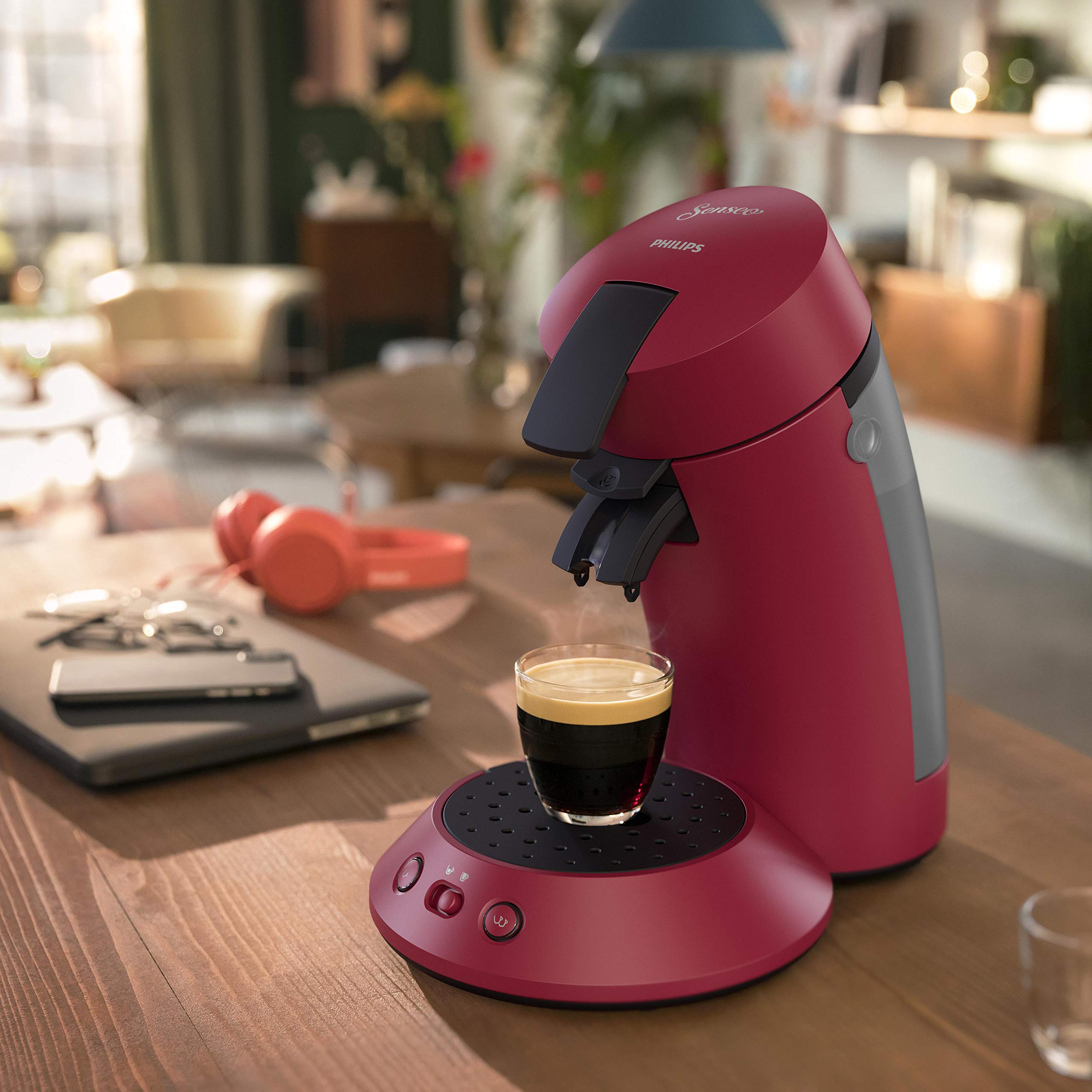 Senseo Original Plus CSA210/91 - Machine à Café à Dosettes 1-2 Tasses, Rouge